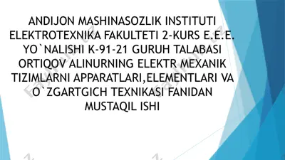 elektr sxemalaridagi shartli belgilar — PPTX