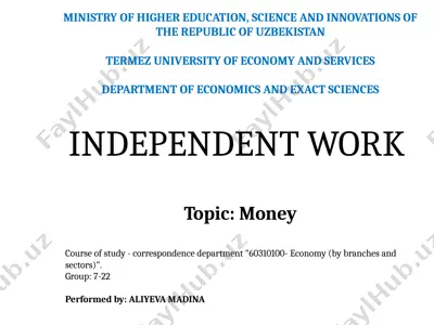 independent work "money" — PPTX