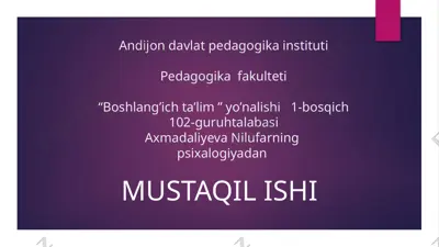 pedagogika fakulteti - talim tarbiya psixologiyasi — PPTX