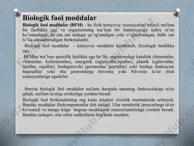 biologik faol moddalar — PPTX