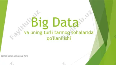 big data va uning turli tarmoq sohalarida qo'llanilishi — PPTX