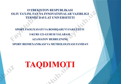 sport biomexanikasi va metrologiyasi fanidan — PPTX