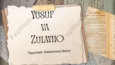 yusuf va zulayho — PPTX
