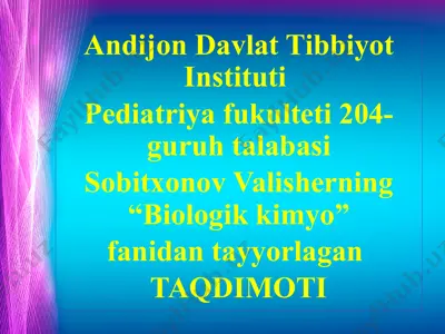 anemiya kasalligi haqida umumiy malumot — PPTX