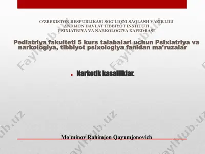 psixiatriya va narkologiya fanidan ma'ruzalar — PPTX