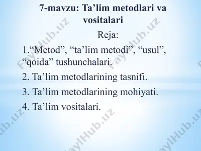ta’lim metodlari va vositalari — PPTX