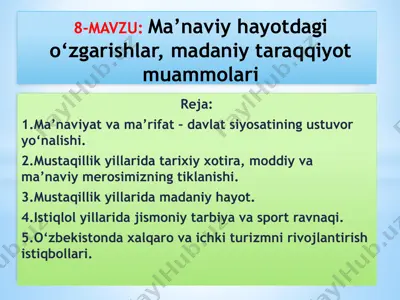 o‘zbekistonda ma’naviy hayotdagi o‘zgarishlar — PPTX
