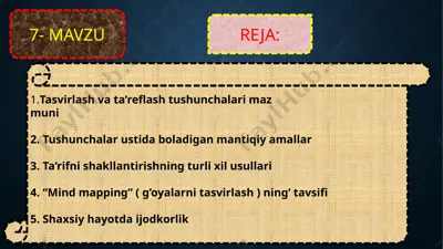 tushunchalar ustida boladigan mantiqiy amallar — PPTX