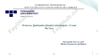 qadriyatlar falsafasi (aksiologyia) — PPTX
