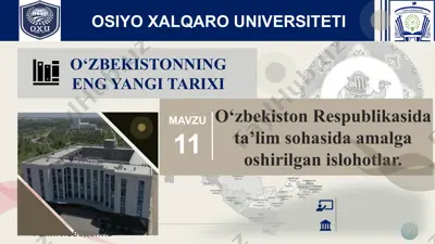 o‘zbekiston respublikasida ta’lim sohasida amalga oshirilgan islohotlar — PPTX
