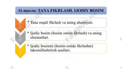 tana fikrlash va tegishli harakatlar — PPTX