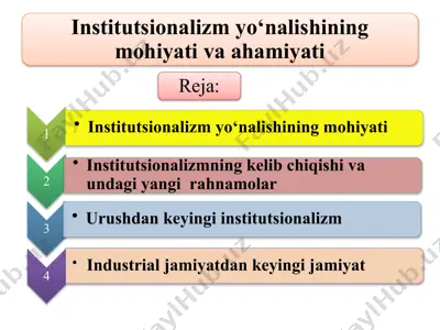 institutsionalizm yo‘nalishining mohiyati — PPTX
