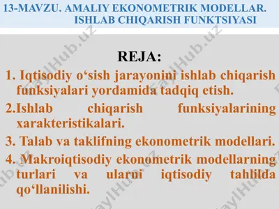 amaliy ekonometrik modellar — PPTX