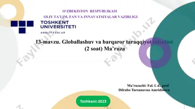 globallashuv va barqaror taraqqiyot falsafasi — PPTX
