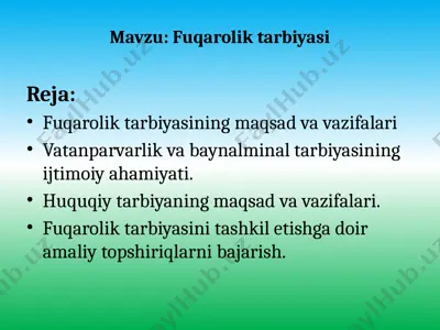 fuqarolik tarbiyasining maqsad va vazifalari — PPTX
