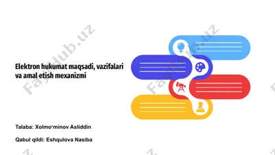 elektron hukumat maqsadi, vazifalari va amal etish mexanizmi — PPTX
