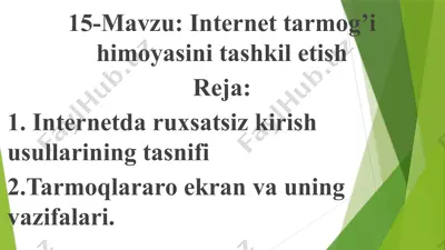 internet tarmog’i himoyasini tashkil etish — PPTX