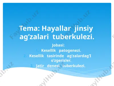 tuberkulezning jinsiy organlardagi tirik hujayralariga ta'siri — PPTX
