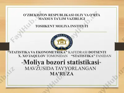 moliya bozori statistikasi — PPTX
