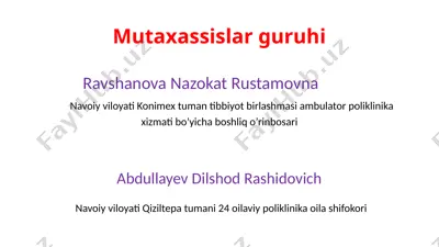oilaviy shifokorlar tomonidan tibbiy-ijtimoiy ekspertiza komissiyasi ko'rigi — PPTX