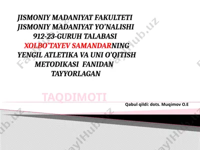 yengil atletika va uni o'qitish metodikasi — PPTX