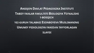 umumiy psixologiya fanidan slayd — PPTX