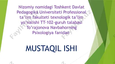 faoliyat va motivatsiya — PPTX