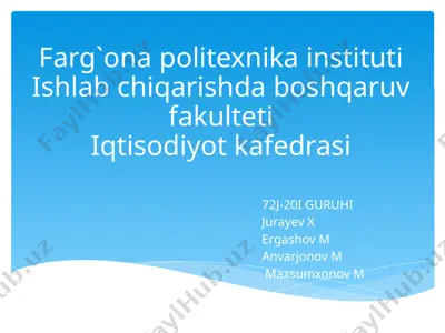 turmush darajasi va uning daromadlari — PPTX
