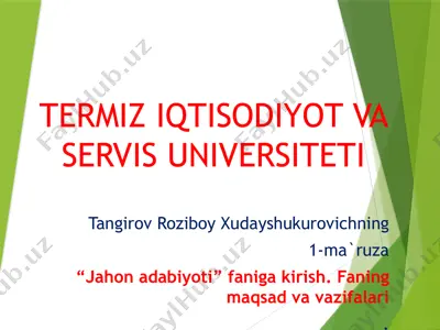 jahon adabiyoti faniga kirish — PPTX