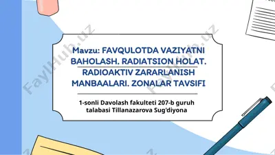 radiatsion vaziyatni baholash. radioaktiv zararlanish manbalari — PPTX