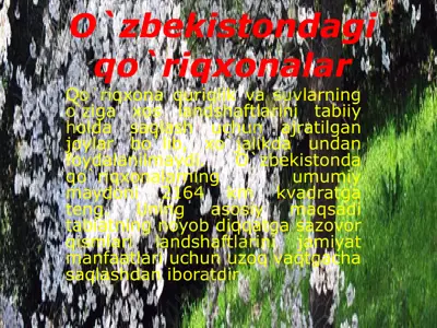 o`zbekistondagi qo`riqxonalar — PPTX