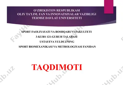 sport biomexanikasi va metrologiyasi fanidan taqdimot — PPTX