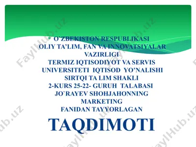 raqobat turlari va shakillari — PPTX