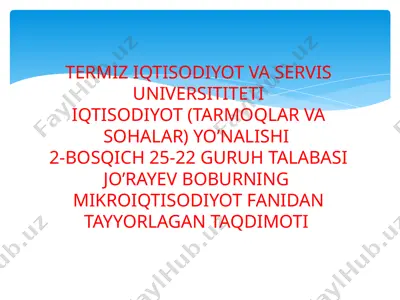 mikro iqtisodiyot fanidan taʼyorgar taqdimot — PPTX