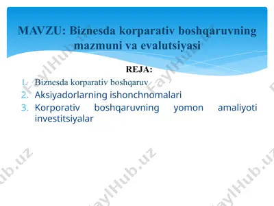 biznesda korporativ boshqaruv — PPTX