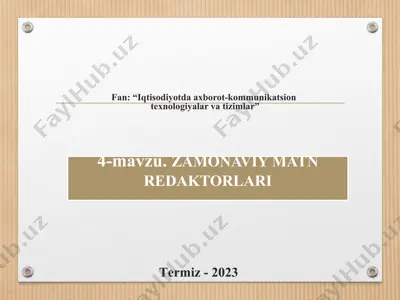 "iqtisodiyotda axborot-kommunikatsion texnologiyalar va tizimlar" — PPTX