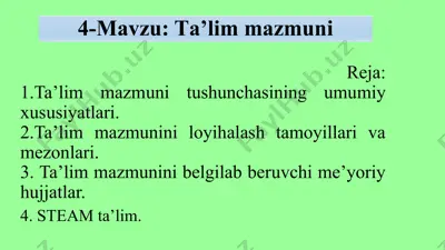 ta’lim mazmuni — PPTX