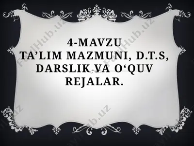 o'qitish va ta'lim mazmuni — PPTX
