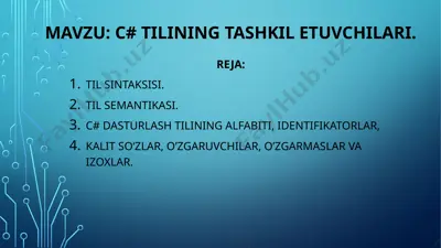 c# tilining tashkil etuvchilari — PPTX