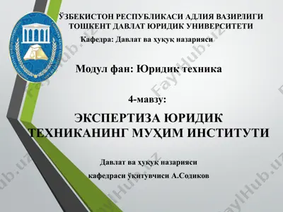 экспертиза юридик техниканинг муҳим институти — PPTX