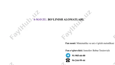 matematika va uni o’qitish metodikasi — PPTX