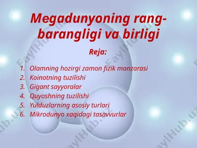 mеgadunyoning rang-barangligi va birligi — PPTX