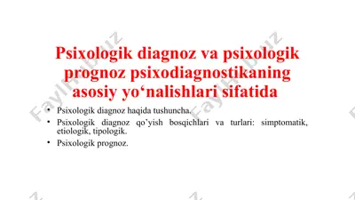 psixologik diagnoz va psixologik prognoz — PPTX