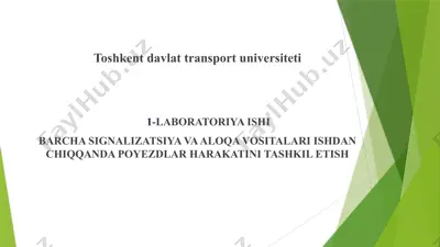 barcha signalizatsiya va aloqa vositalari ishdan chiqqanda poyezdlar harakatini tashkil etish — PPTX