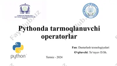 pythonda tarmoqlanuvchi operatorlar — PPTX