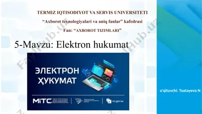 elektron hukumat va uning vazifalari — PPTX