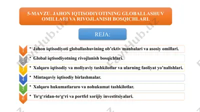 globallashuv jarayoni va uning ta'siri — PPTX