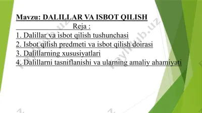 dalillar va isbot qilish — PPTX