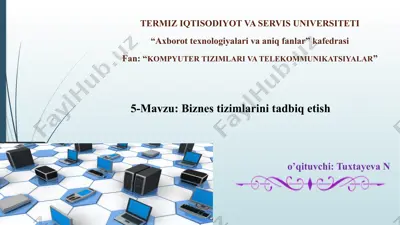 biznes tizimlarini tadbiq etish — PPTX