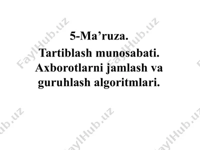saralash algoritmlari — PPTX
